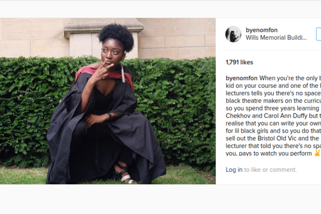 The student's post, pictured, has been widely-praised online