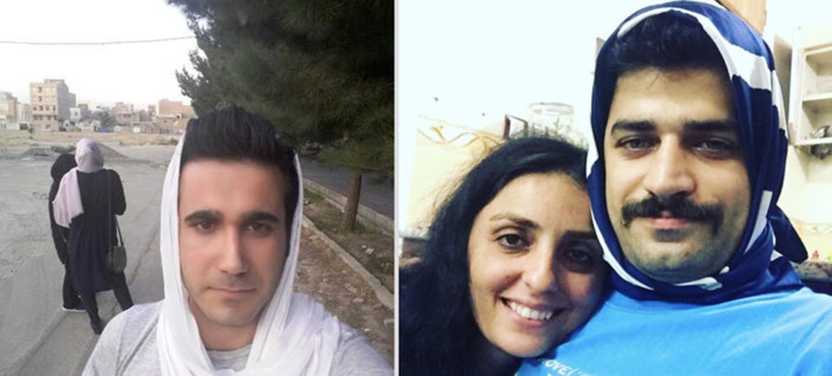 Men in Iran are wearing hijabs in solidarity with their wives who are  forced to cover their hair | The Independent | The Independent