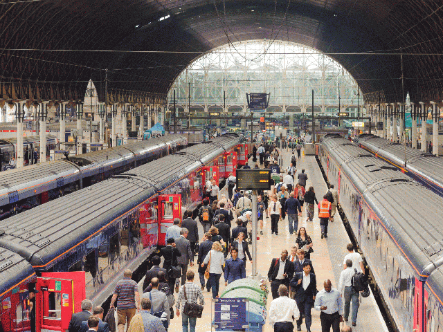 Crowds of commuters at rush hour in Paddington Station, which saw some of the most overbooked trains in the UK