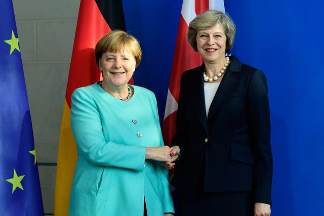 Theresa May meets with German Chancellor Theresa May to discuss the terms of Britain's withdrawal from the EU