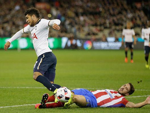 &#13;
US international DeAndre Yedlin is tackled by Sime Vrsaliko in Melbourne (Getty)&#13;