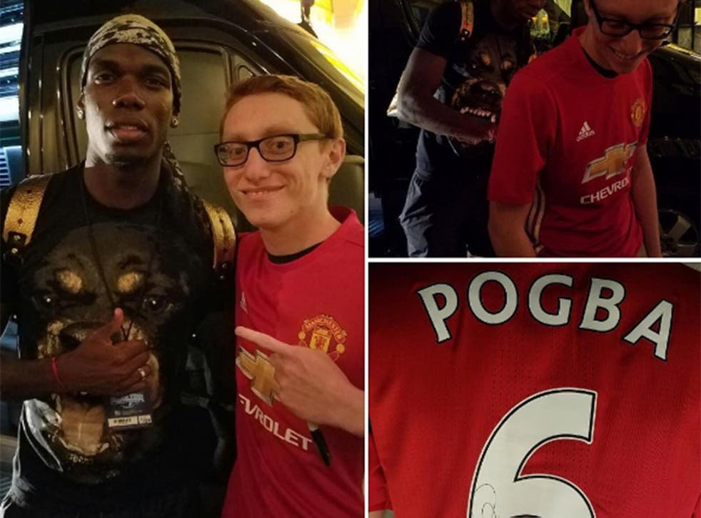 Pogba and Perkins posing for a picture in Los Angeles
