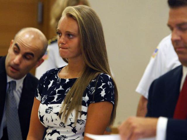 Michelle Carter stands with her attorneys at the Bristol County Juvenile Court in Taunton, Mass., Friday, July 29, 2016.