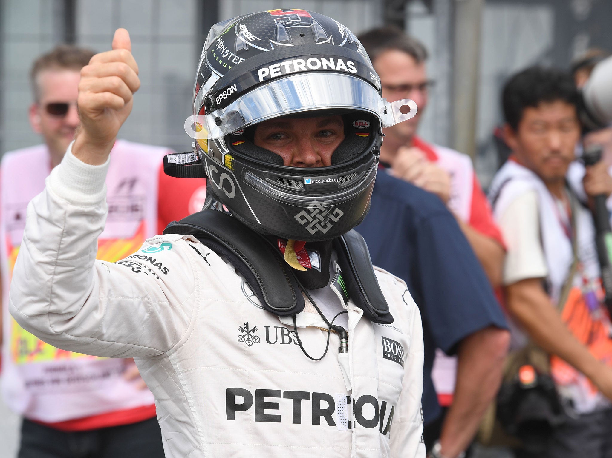 &#13;
It's all thumbs up for Rosberg &#13;