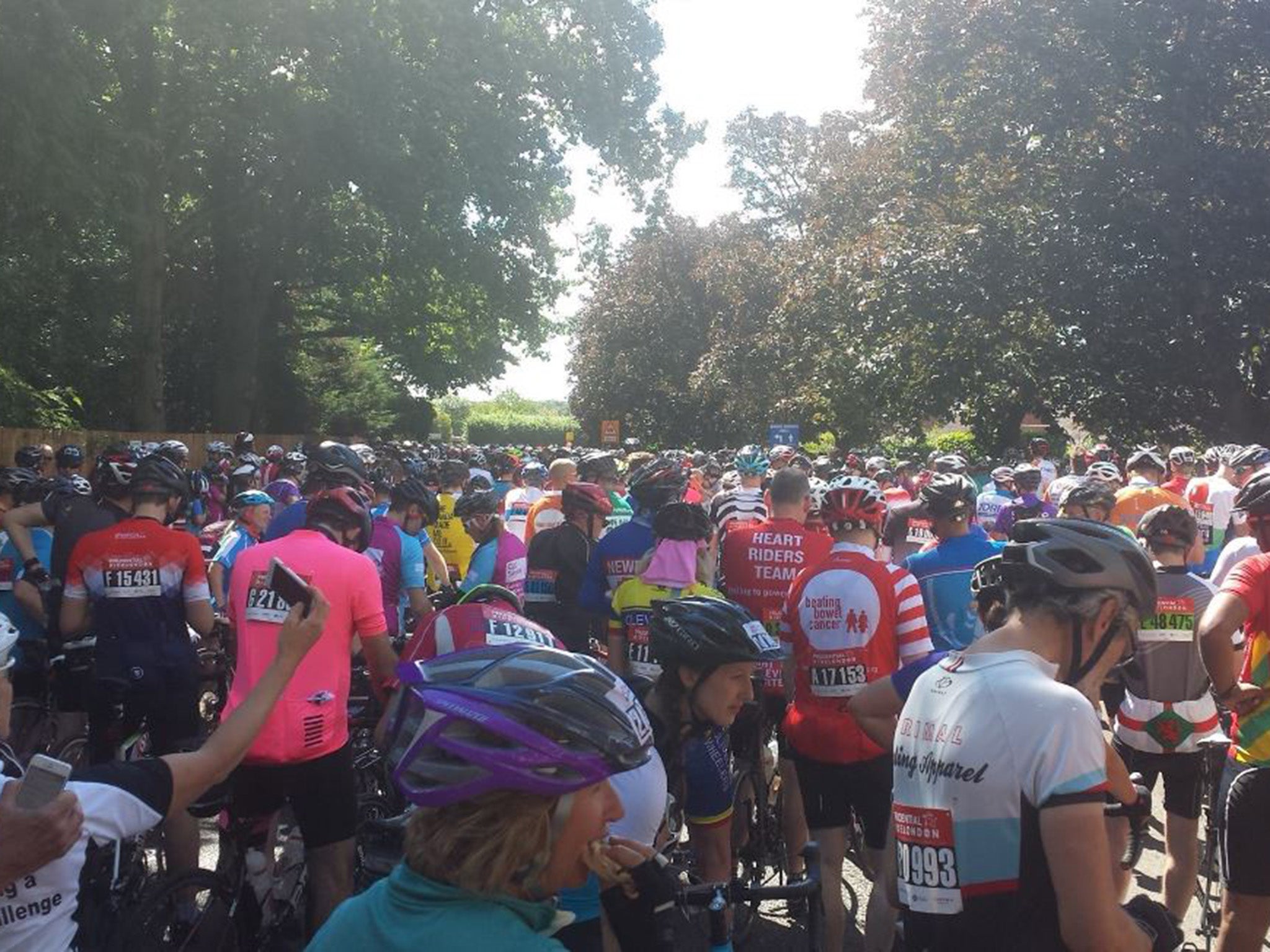 Cyclists queued for up to an hour after the crash between Pyrford and Ripley