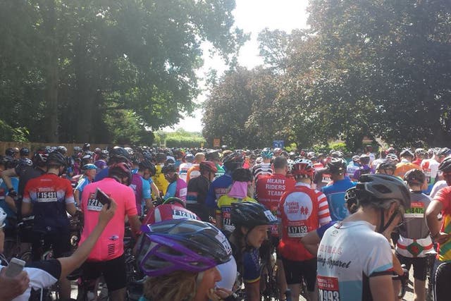 Cyclists queued for up to an hour after the crash between Pyrford and Ripley
