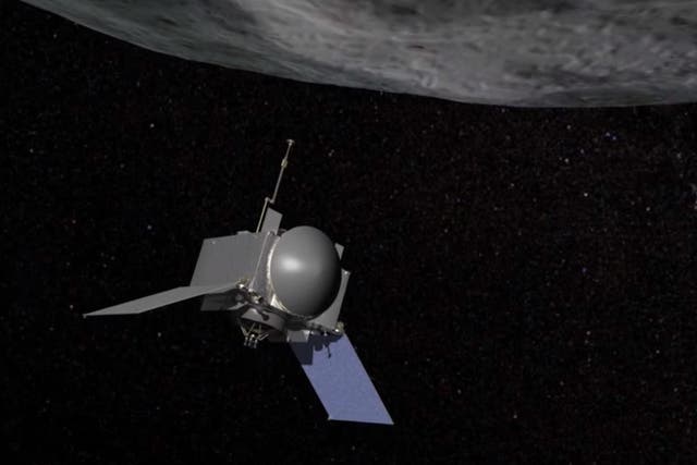 A computer simulation of the Nasa probe approaching Bennu