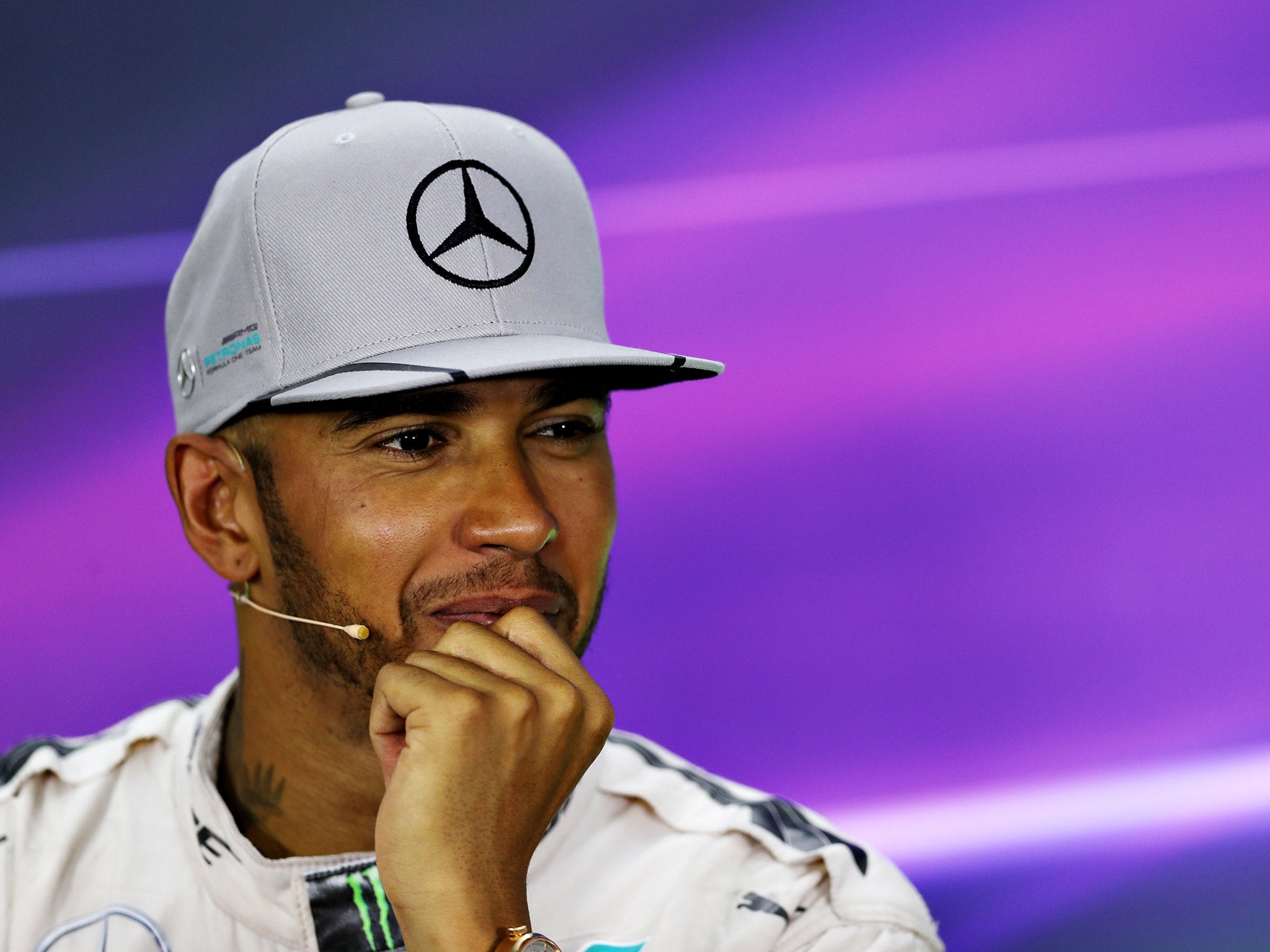 Hamilton smirked as Verstappen drew on the Mercedes collisions this season to fight his corner