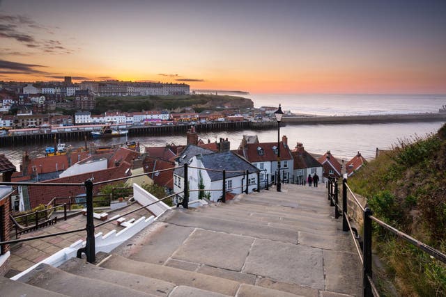 The 199 steps in Whitby, which reward with Whitby Abbey at the top