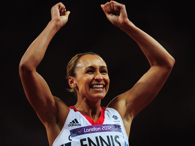 Ennis-Hill celebrates her heptathlon triumph at London 2012