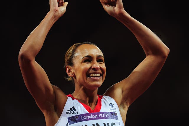 Ennis-Hill celebrates her heptathlon triumph at London 2012
