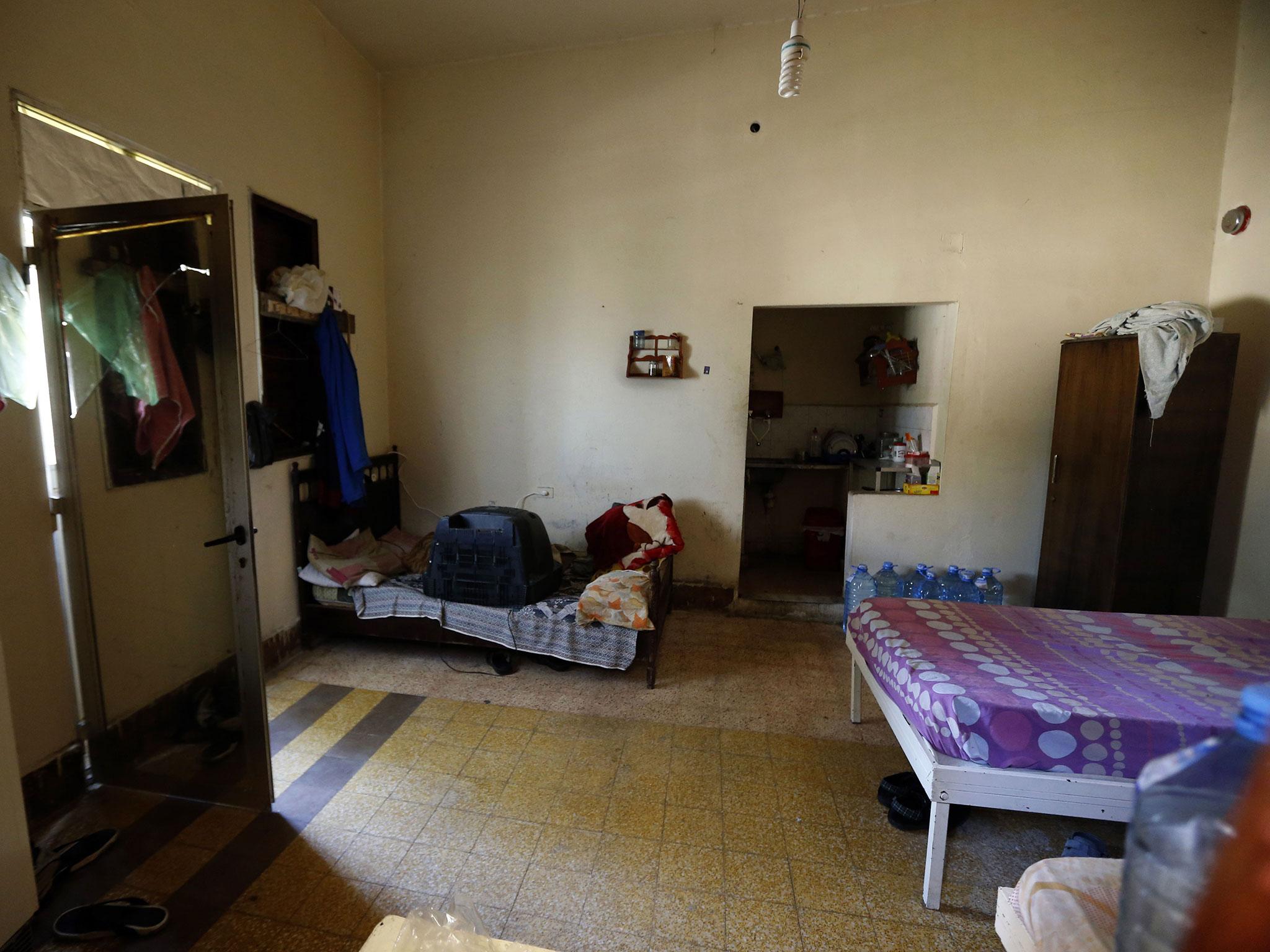 A picture shows a room used by trafficked women at the three-story Chez Maurice Hotel, which was used by sex traffickers as a brothel, in the Maameltein district of the coastal town of Jounieh, north of Beirut on 14 April, 2016