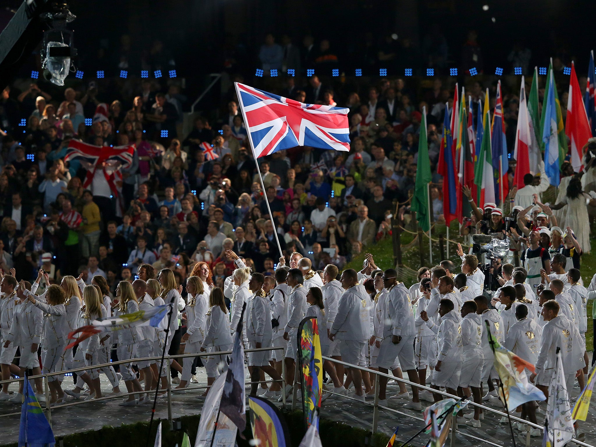 Sir Chris Hoy was chosen to bear the flag at the London 2012 Games