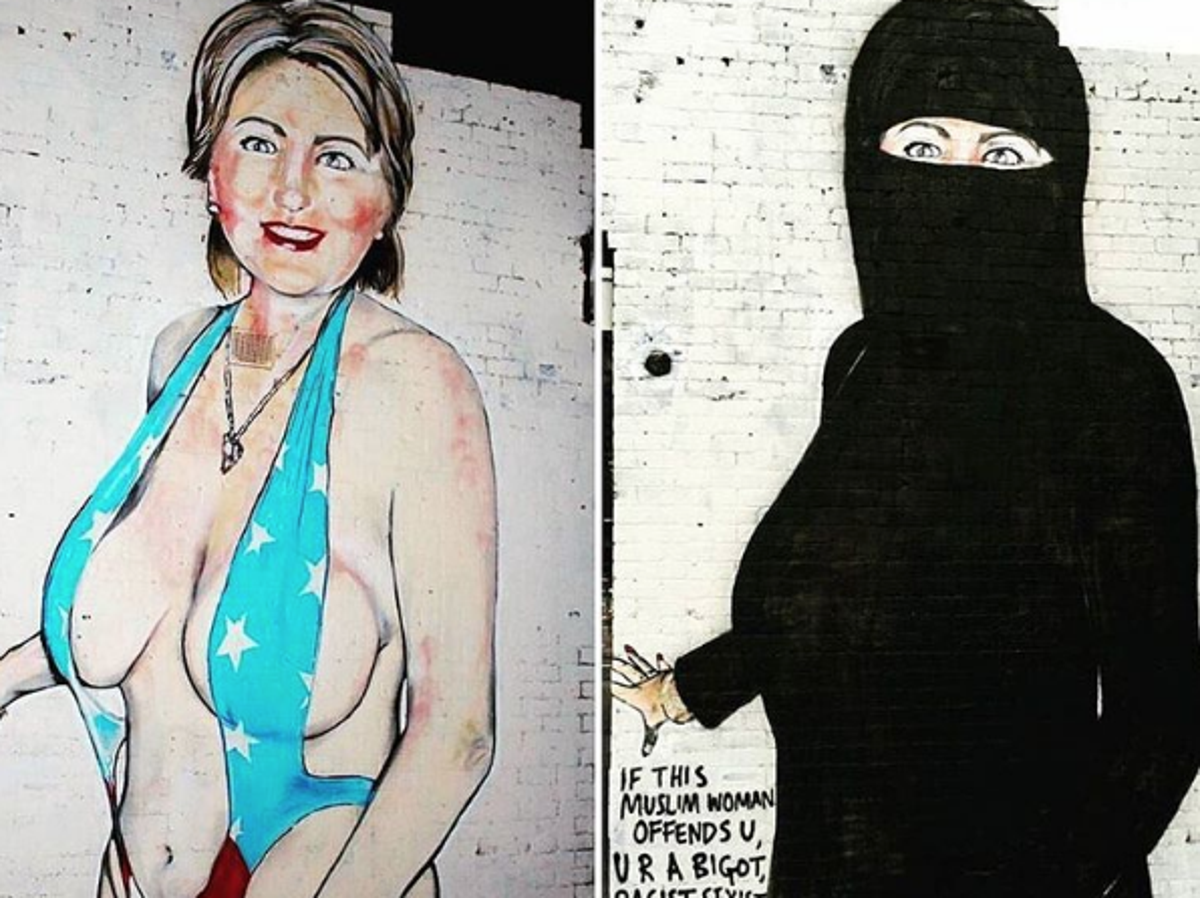 Hillary clinton in a bikini big tits Hillary Clinton Bikini Mural Covered With Niqab After Council Threatens Fine The Independent The Independent