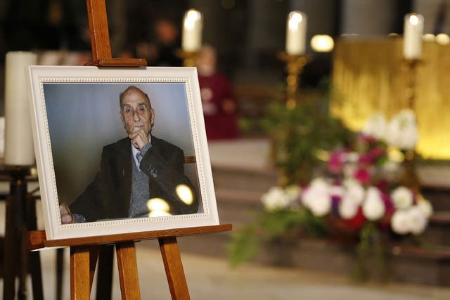 Hundreds of people watched the funeral ceremony for Father Jacques Hamel on a big screen outside the cathedral