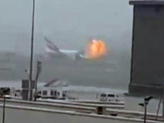 Dubai airport fire: Video shows huge fireball exploding from Emirates plane after crash landing
