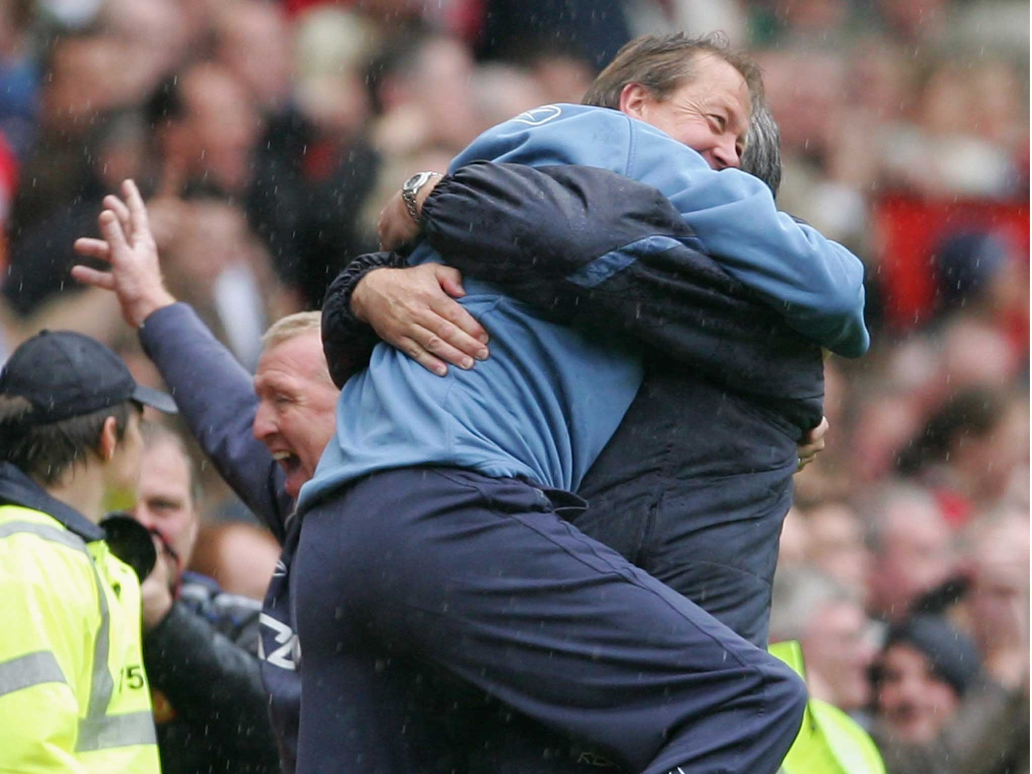 Alan Curbishley celebrates keeping West Ham in the Premier League in 2007