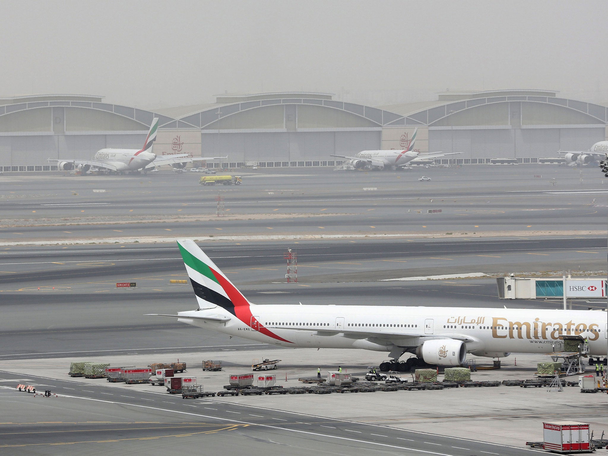 Dubai airport, where an Emirates plane crash-landed last week