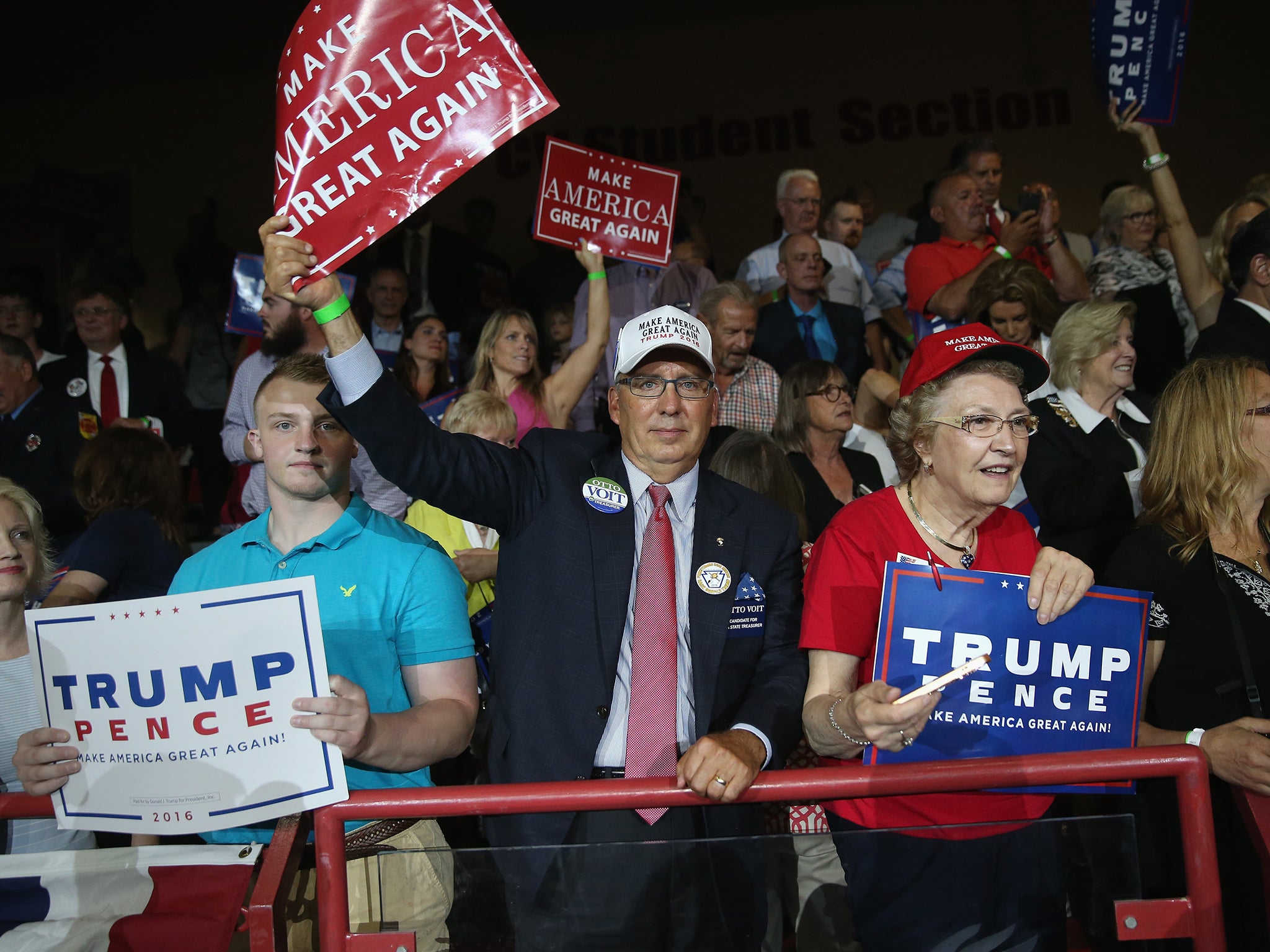 Supporters attend a campaign rally for the Republican Presidential nominee in Pennsylvania on Monday