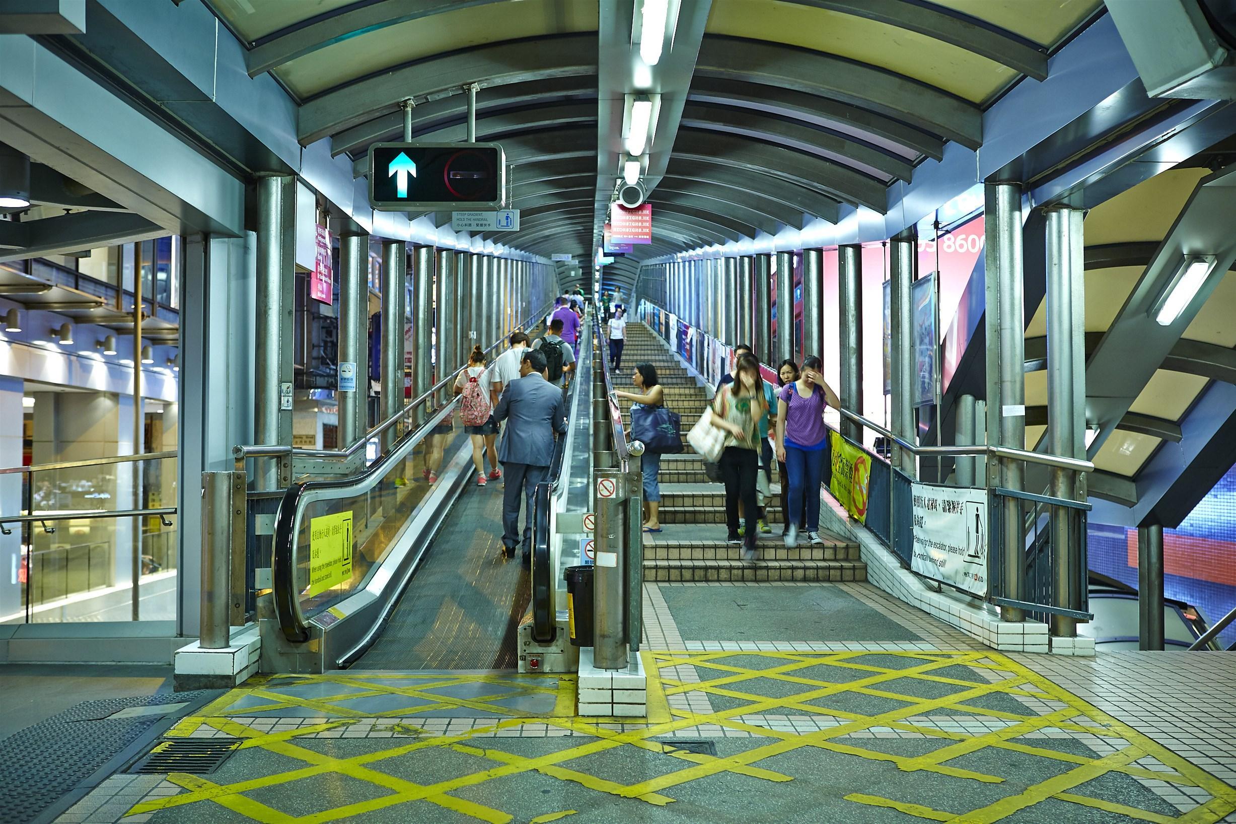 The Mid-Level Escalators were built to connect the city's steep hillside areas to Central (Hong Kong Tourism Board/discoverhongkong.com)