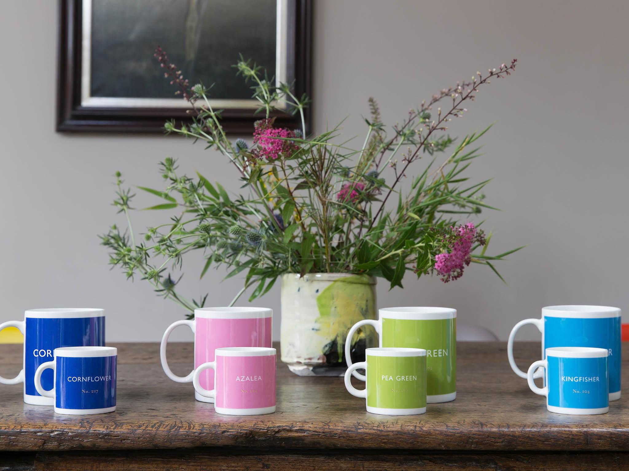 The mugs hark back to the colour standards once used in flags, stamps and rail liveries