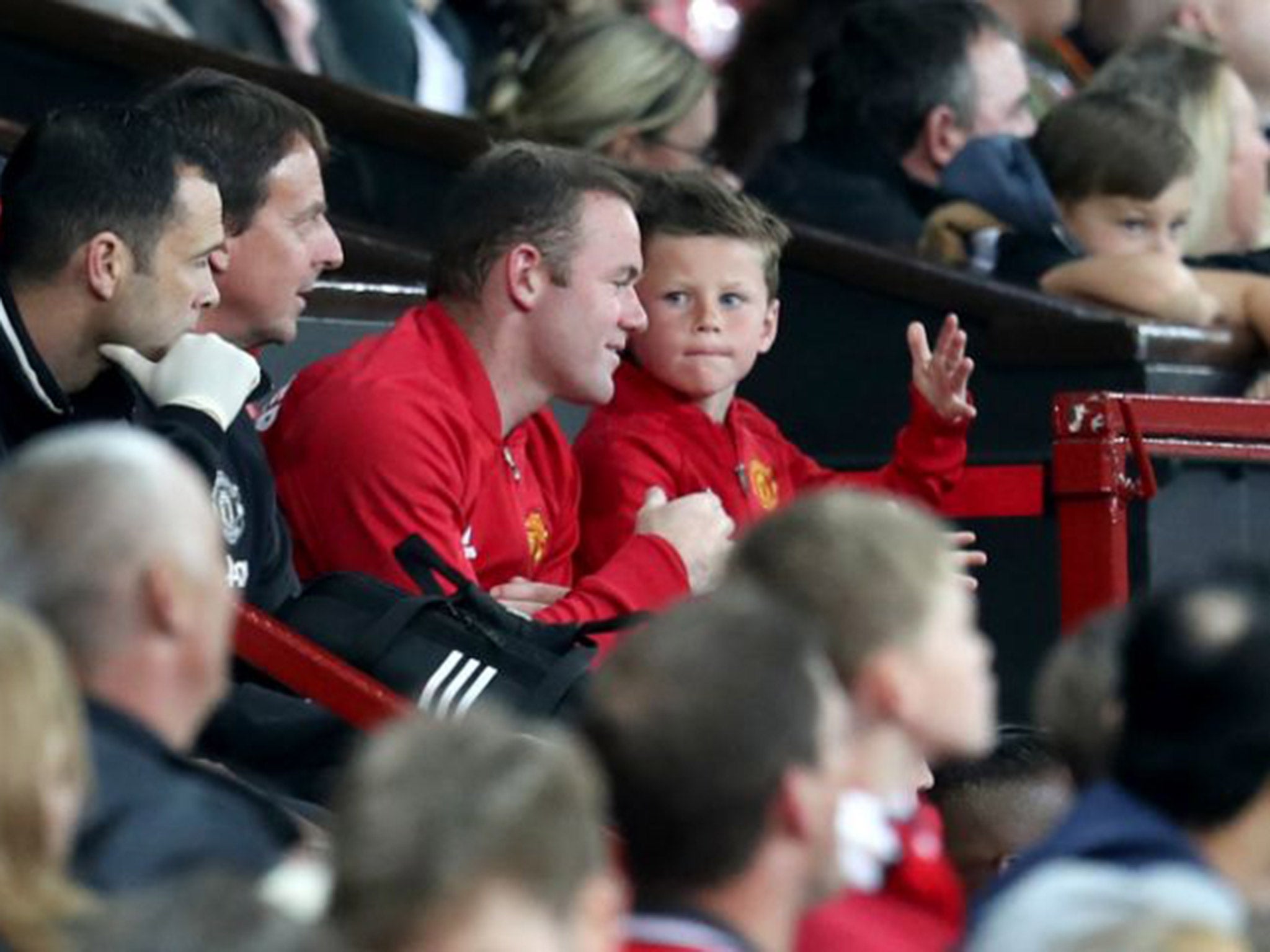 
Rooney reacts to Depay's miss as Kai waves his arm in frustration 