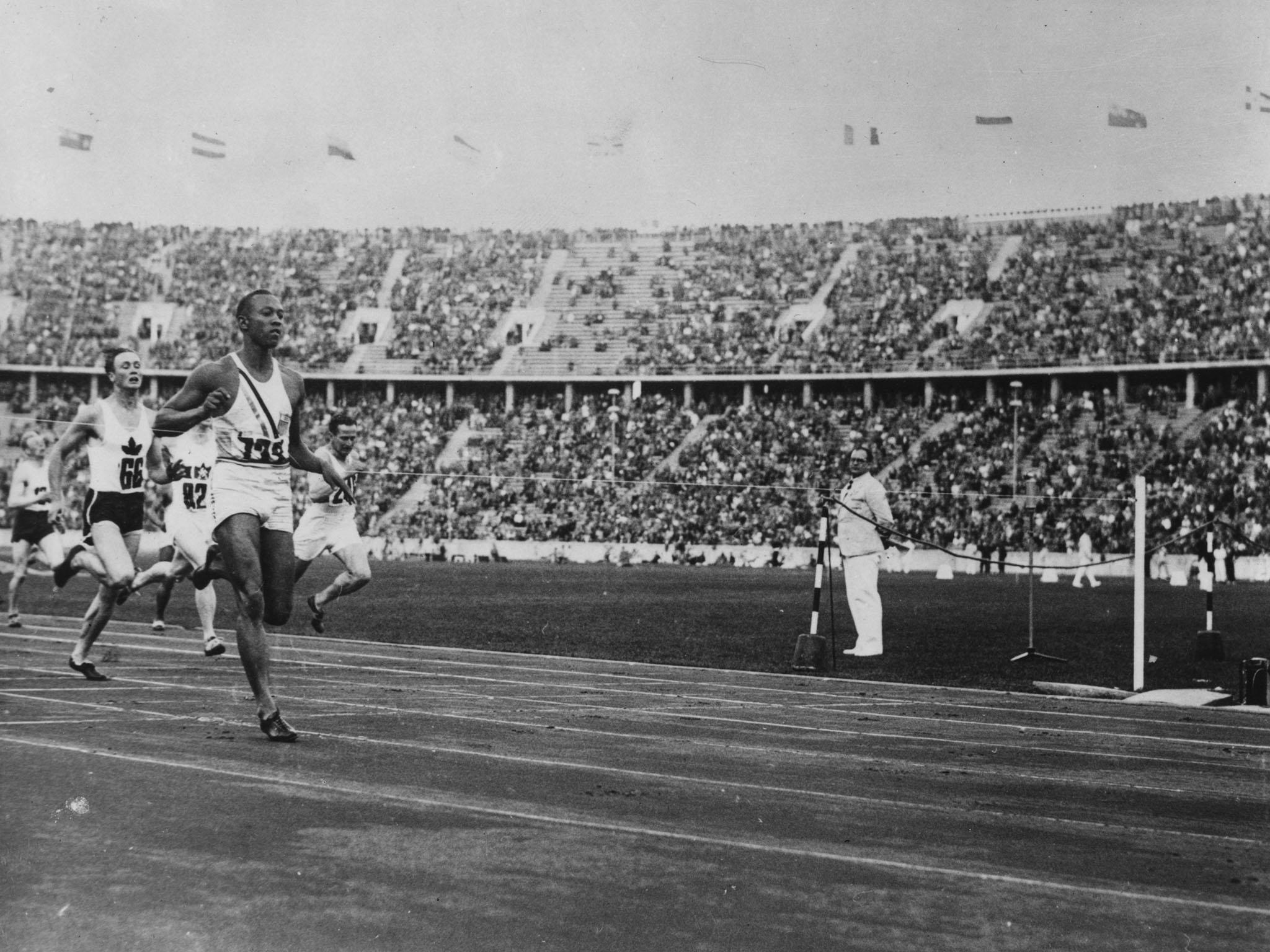 Jesse Owens competing for gold in Berlin