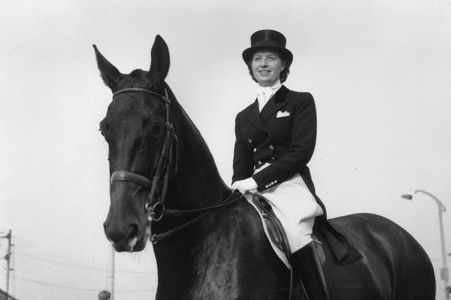 Lis Hartel at Harringey Arena during the run-up to the Horse of the Year Show in 1953