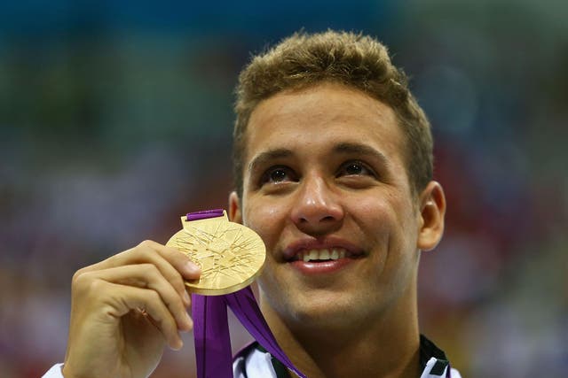 Chad le Clos  during the medal ceremony for the Men's 200m Butterfly final at the London Olympics