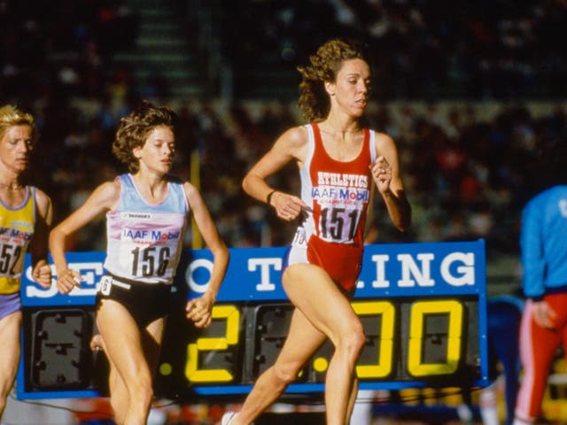 Athletes Maricica Puica, Zola Budd and Mary Decker during the IAAF Grand Prix Final in Rome, 1985