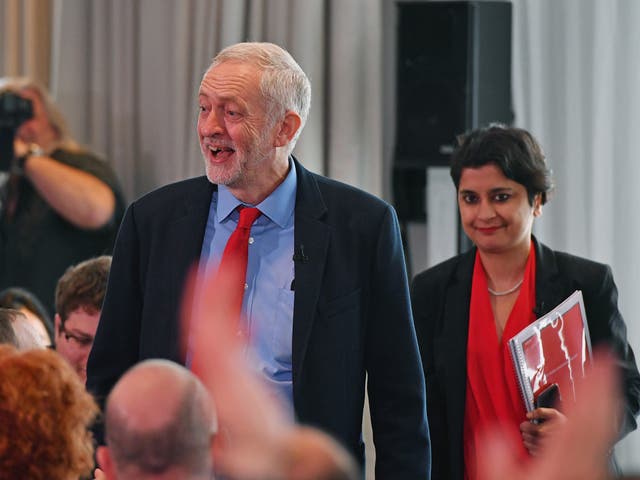 Jeremy Corbyn and Shami Chakrabarti, who published the Labour anti-Semitism report