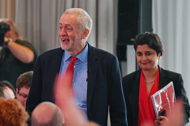 Jeremy Corbyn and Shami Chakrabarti, who published the Labour anti-Semitism report