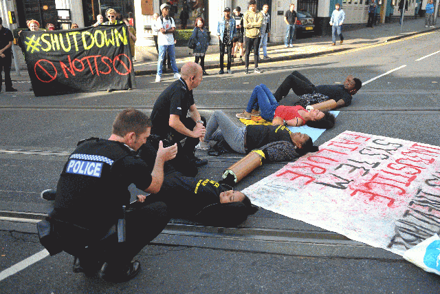 Black Lives Matter protesters in Nottingham town centre today