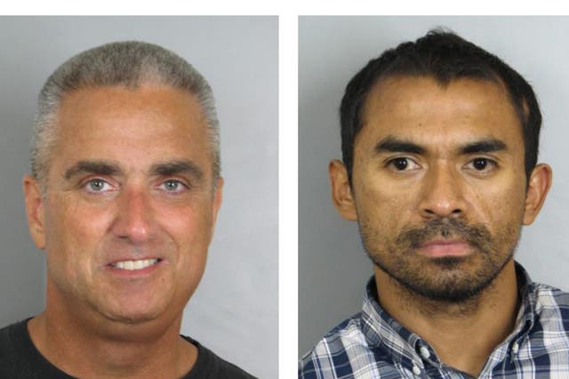 Arrested on drug charges: Mayor Richard 'Scott' Silverthorne (L) and Juan Jose Fernandez (R). Caustin Lee McLaughlin (not pictured) was also charged