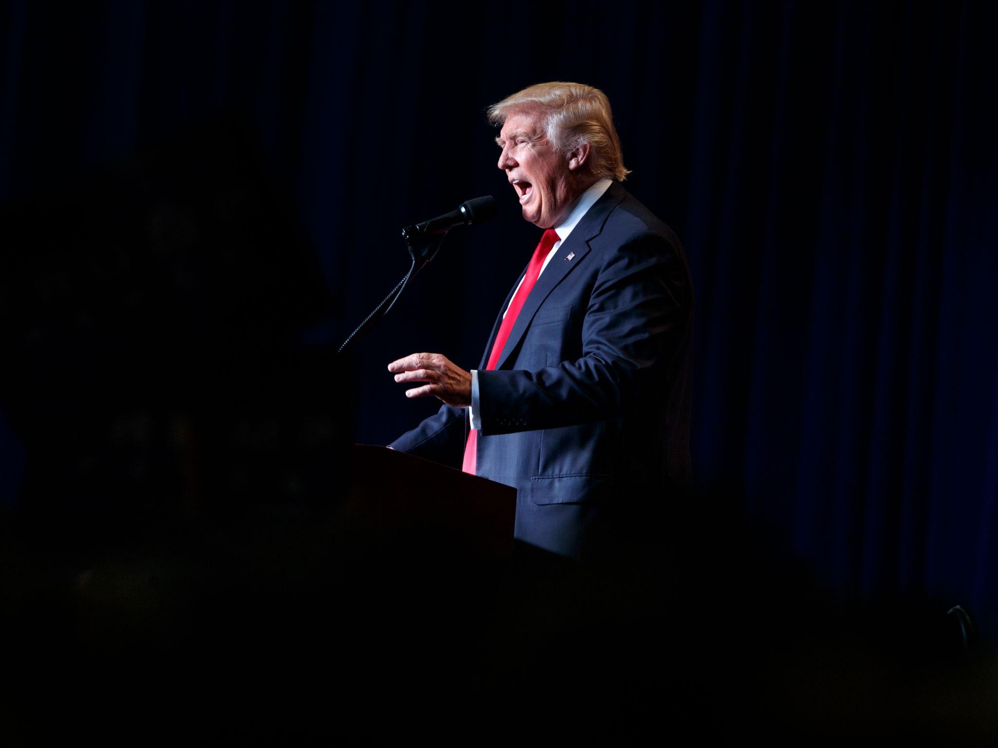 Trump addresses supporters during a Green Bay campaign stop AP