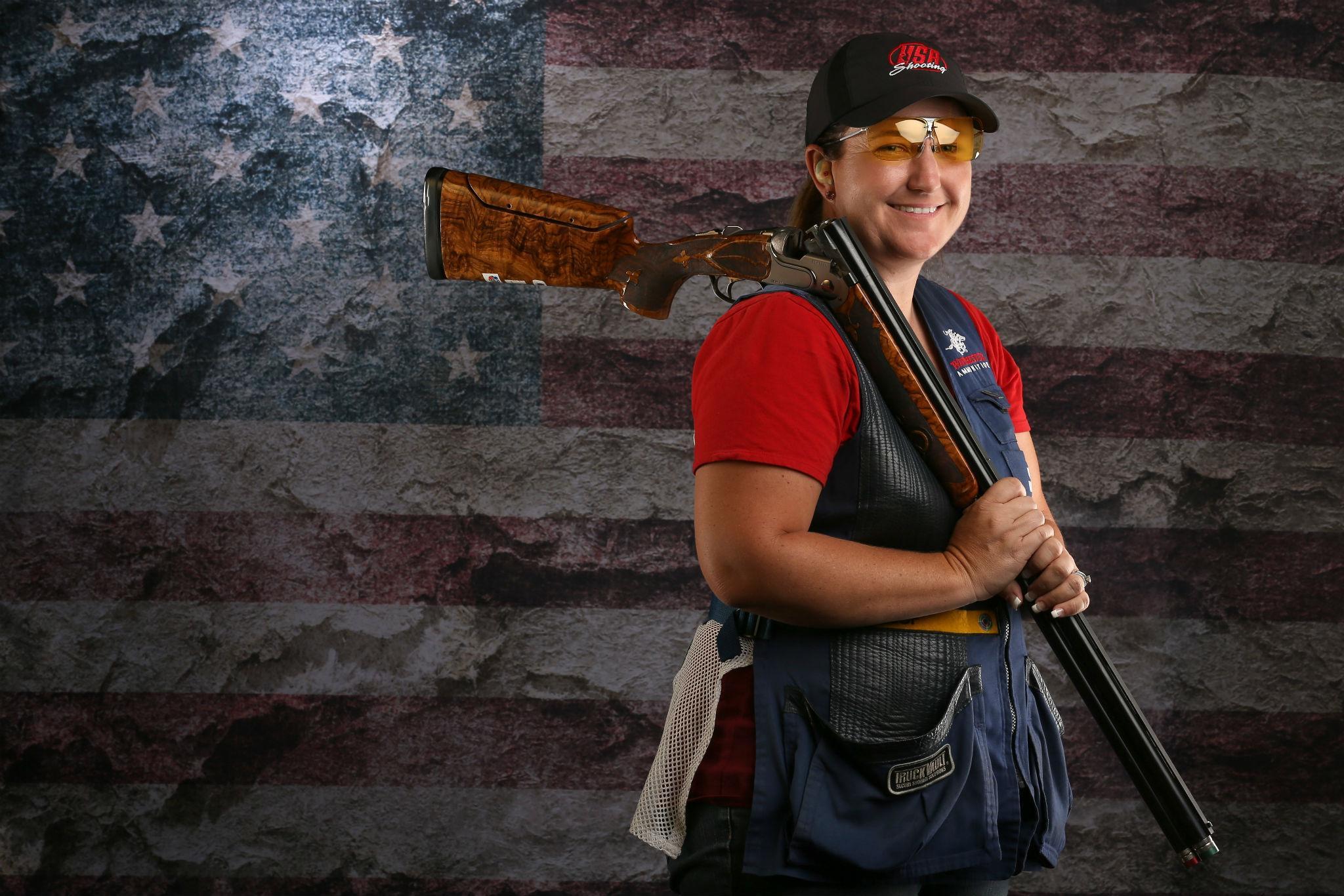 Kim Rhode, 37, said her sport had been 'stigmatised' by the debate over gun laws in the US