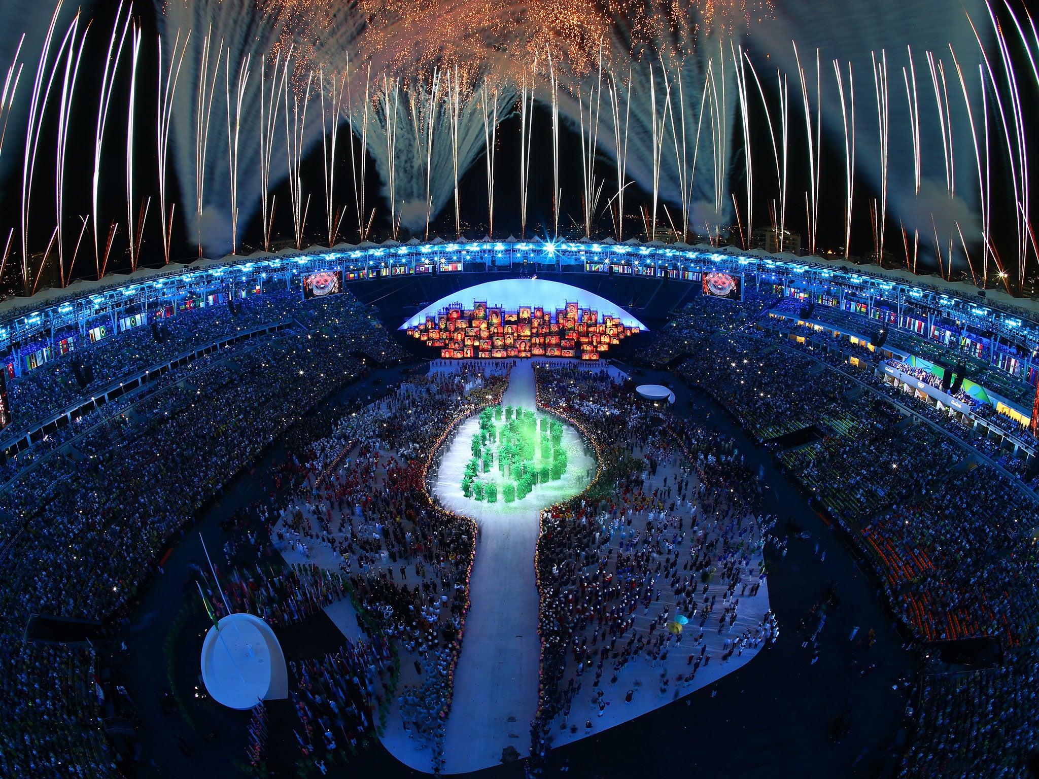 The Opening Ceremony in full swing at the Maracana