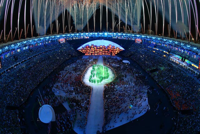 The Opening Ceremony in full swing at the Maracana
