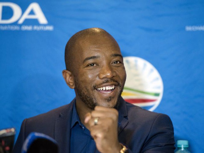 Leader of the official opposition Democratic Alliance Mmusi Maimane talks to the press at the election results centre in Pretoria yesterday