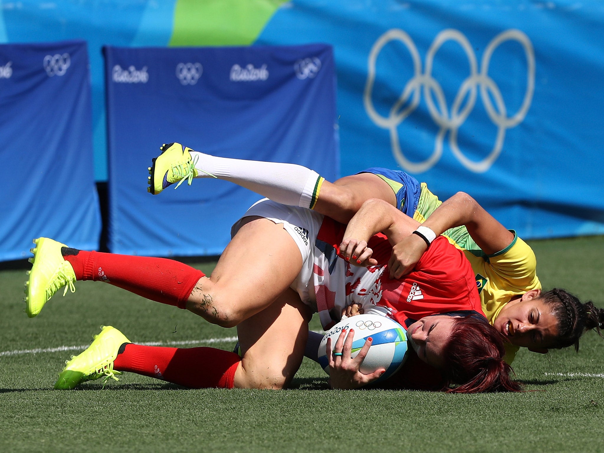 Joanne Watmore scored Britain's first try in Olympic rugby sevens history