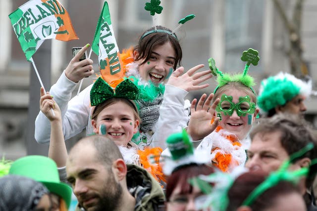 People celebrating St Patrick's Day in Dublin. A united Ireland would prevent a return to hard borders