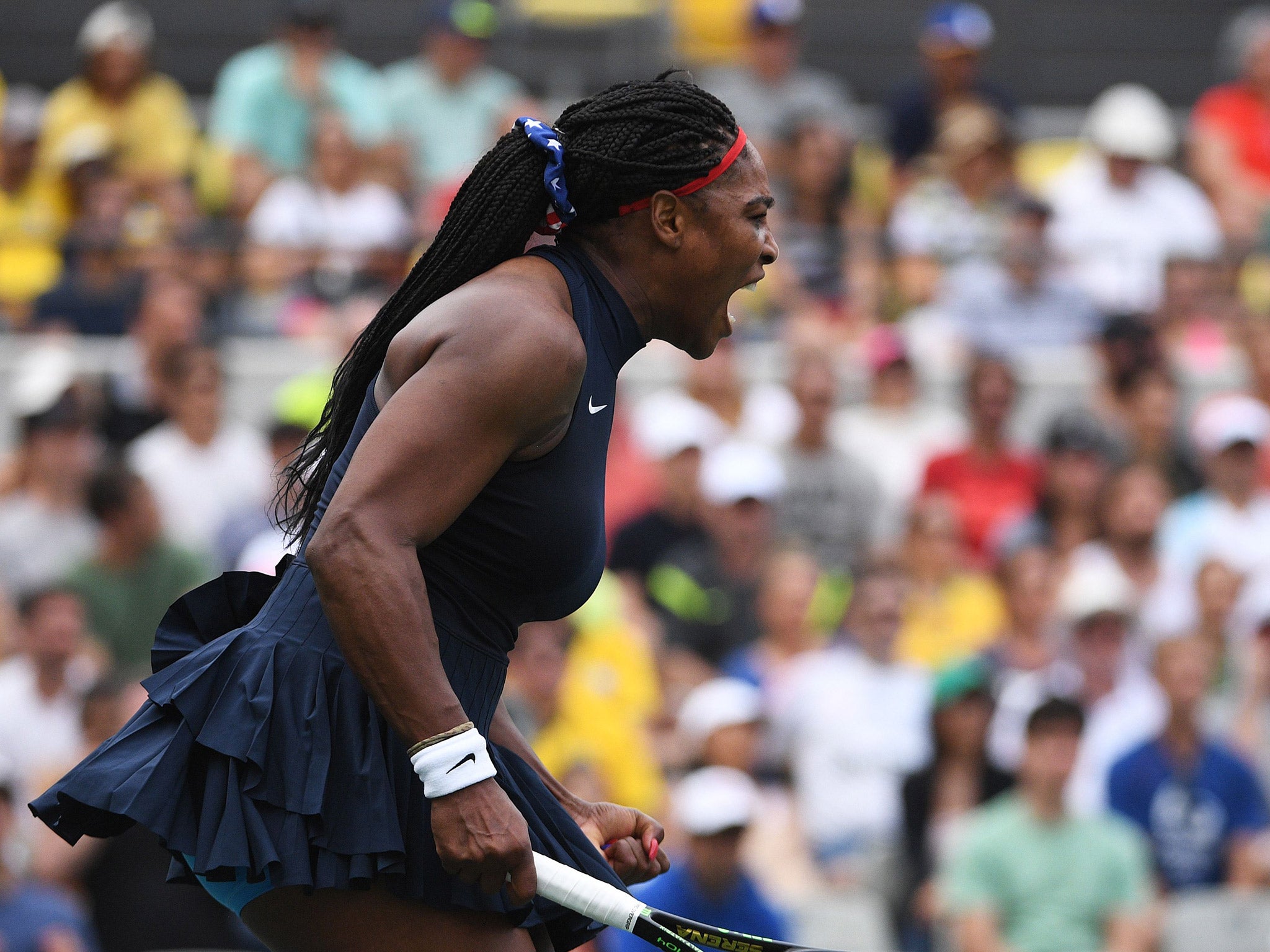 Serena Williams roars during her victory over Daria Gavrilova