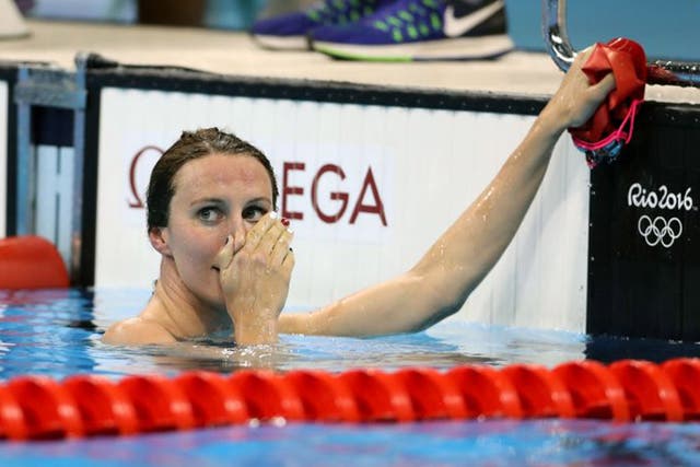 Jazz Carlin reacts to winning silver in the women's 400m freestyle final