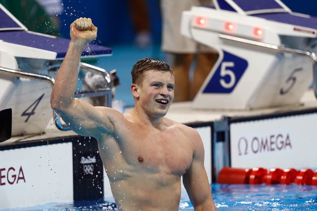 Peaty celebrates his world-record 100m breaststroke time
