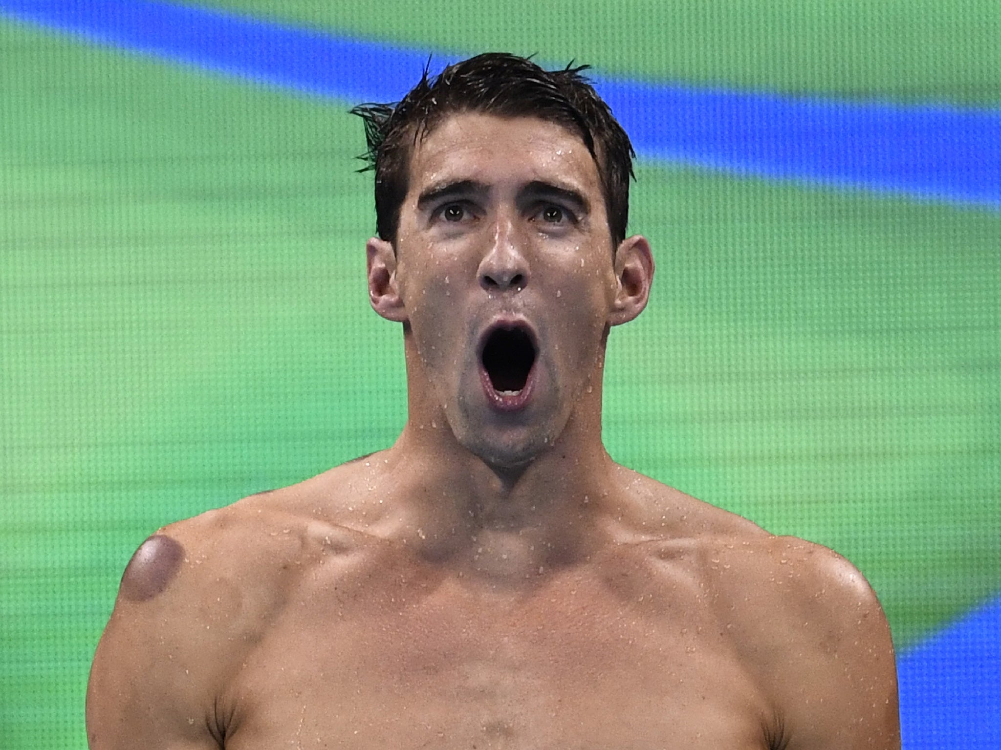 Phelps could not contain his delight after the United States' victory