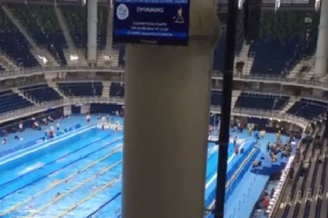 One of the stands from which fans have their view blocked by up to one-fifth of the pool