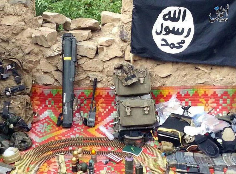 The images show military equipment, ammunition and a radio