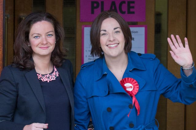 Kezia Dugdale and her partner Louise Riddell vote in Scottish parliament elections in May
