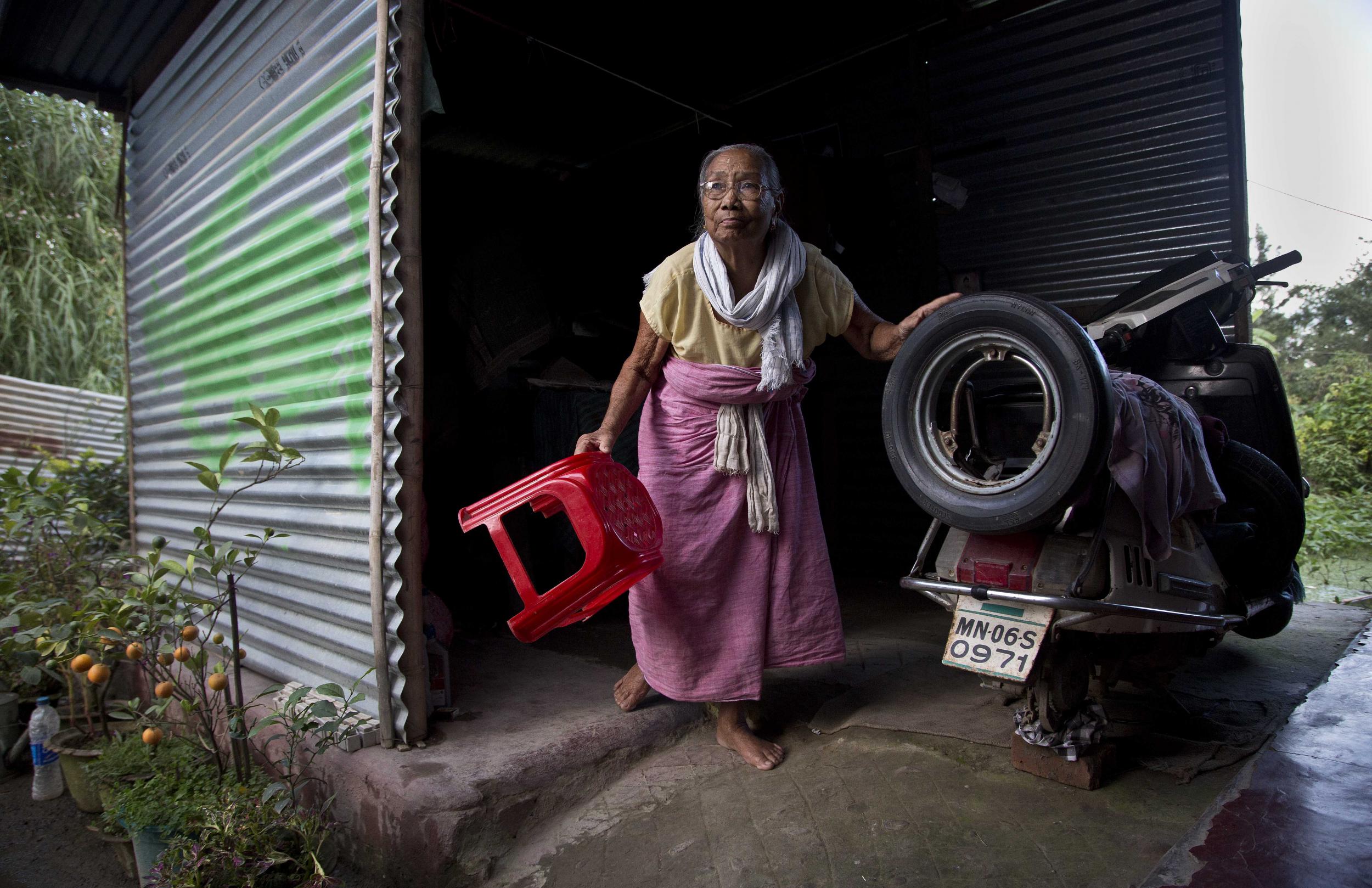 Irom Sakhi Devi, 84, pictured at her Manipur home, has only seen her activist daughter once in 16 years for fear of breaking her willpower