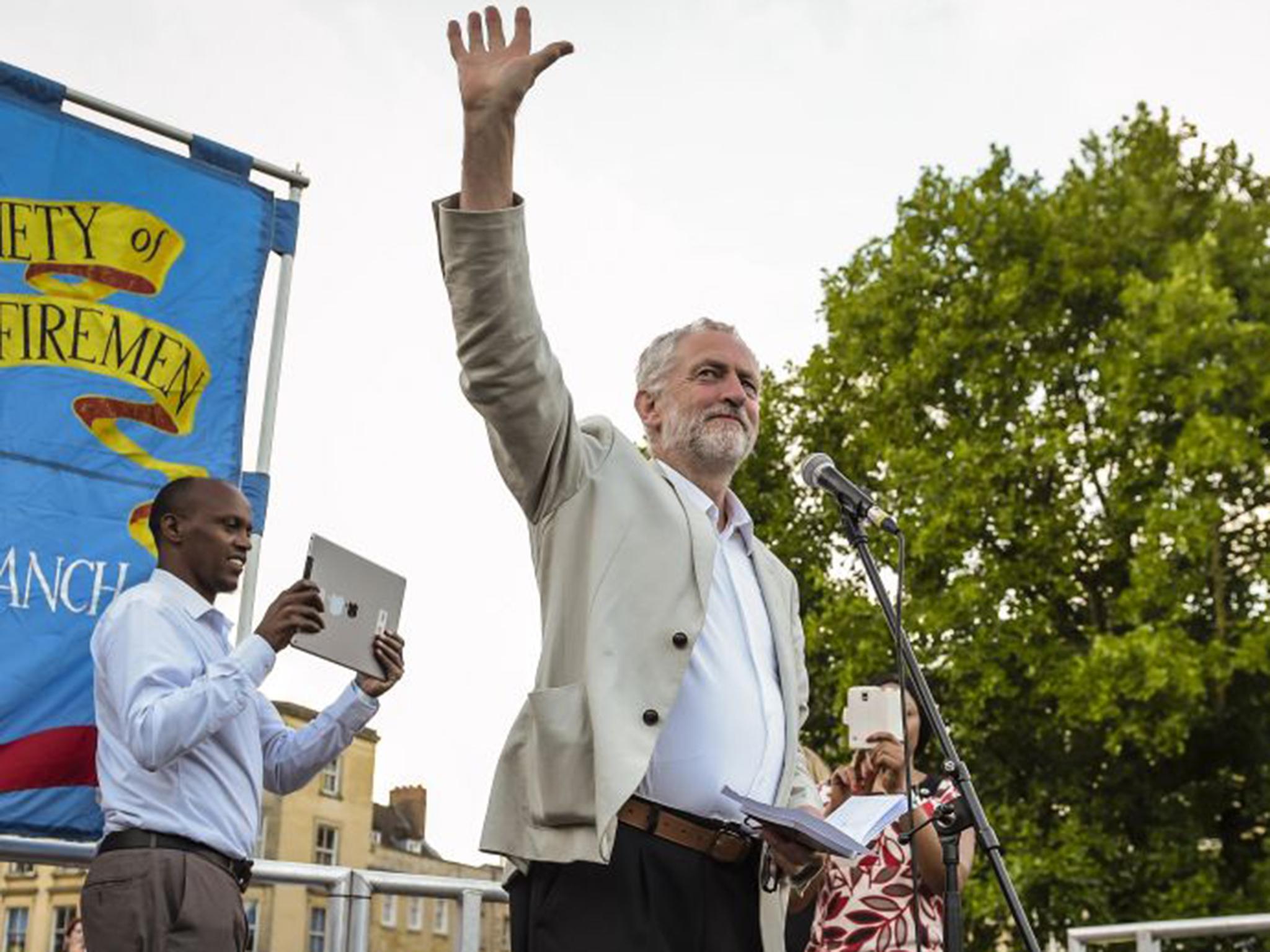 Jeremy Corbyn at a Labour leadership hustings in College Green, Bristol